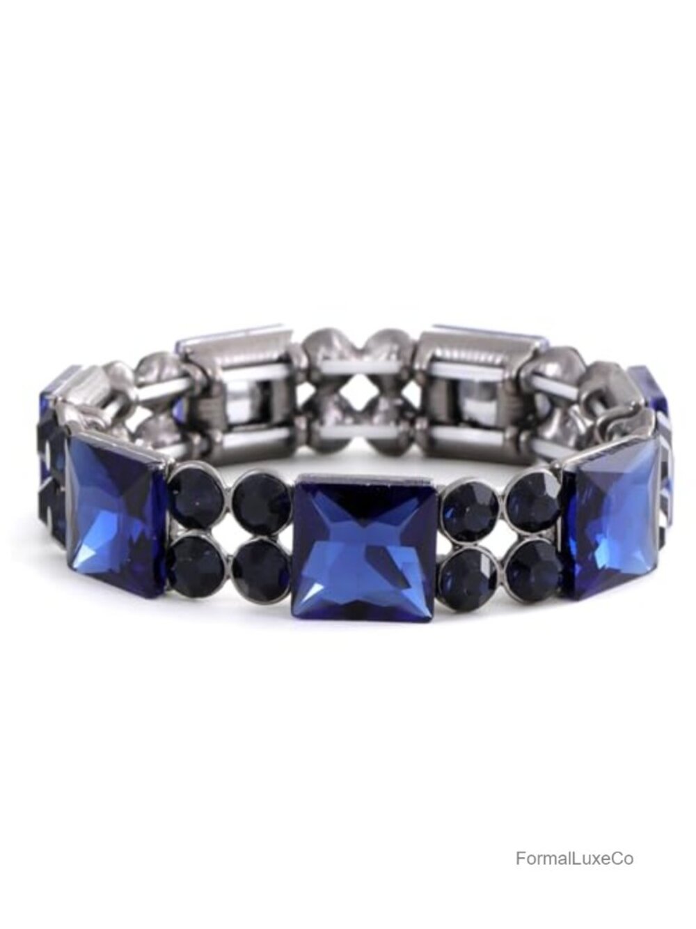 Navy Square Stones Stretch Bangle Bracelet Women Party Proms